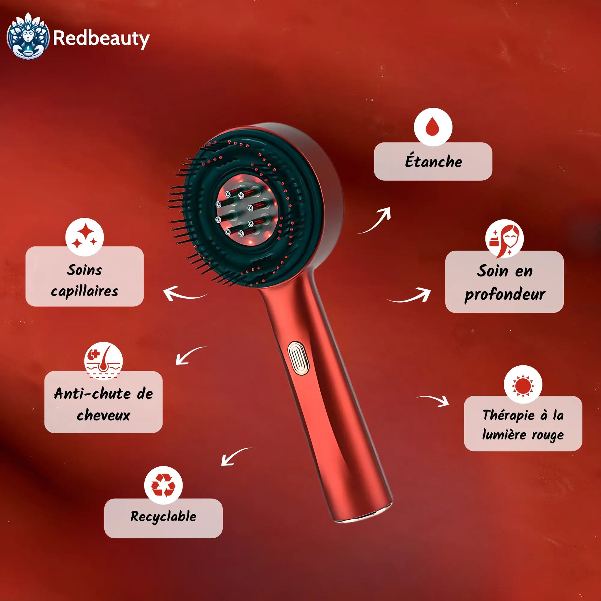 Brosse de massage-luminothérapie Redbeauty